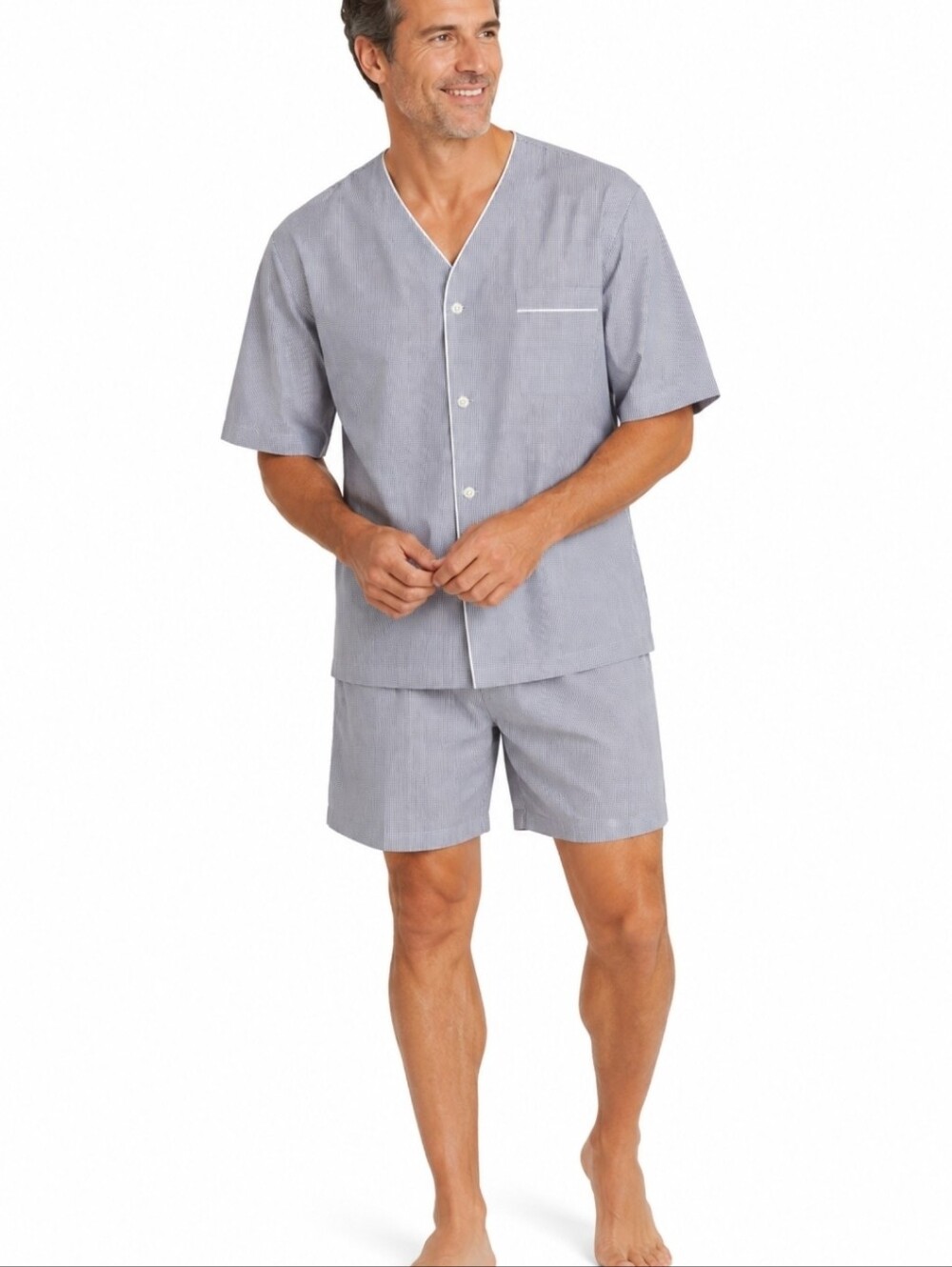 Schostal Men's Cotton Pajama Set Short Sleeve Top and Shorts, EU 58/US 4XL NWOT